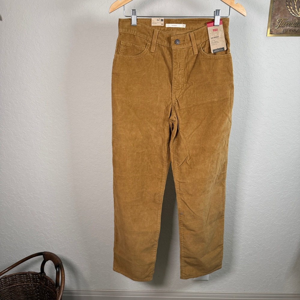 Levis 94 Baggy Corduroy Pants Mens 26x31 Tan Mid Rise Straight Leg A35100027